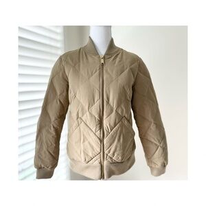 Eddie Bauer Women's Beige Quilted Bomber Jacket